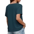thumbnail image 4 of MaFYtyTPR Womens Summer Printed Tops Fashion Short Sleeve Square Neck Loose Casual Blouse for Women A-Navy XL, 4 of 5