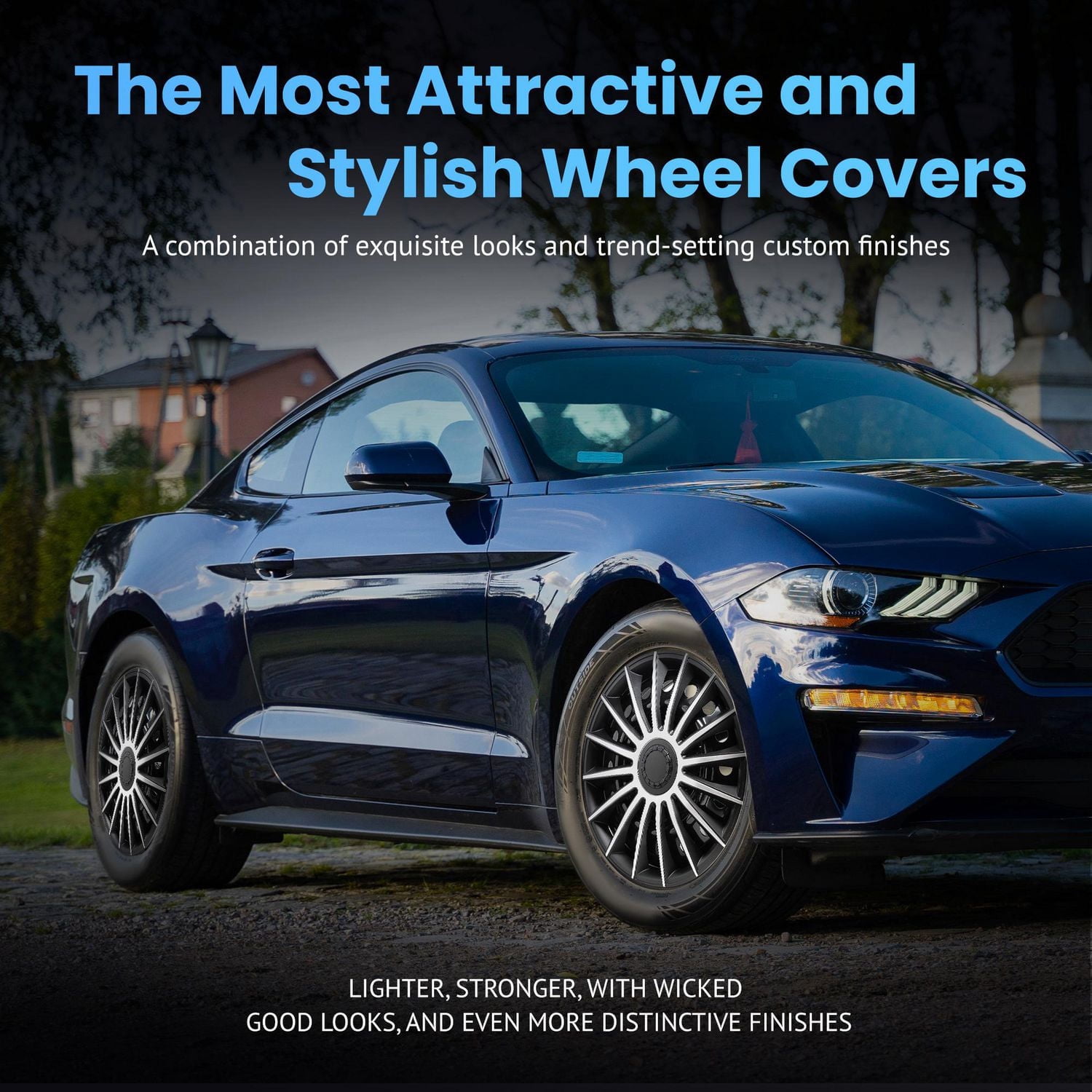 Alpena 17" Austin Wheel Covers, Silver & Black, set of 4