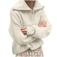 thumbnail image 3 of VISALY Half Zip Pullover Tunic Sweatshirt Turtleneck Sweater Oversize Zipper Knitted Pullover Long Sleeve Solid Color Loose Autumn Winter Sweaters Office Sweater Soft Pullover Basic Tops A One Size, 3 of 9