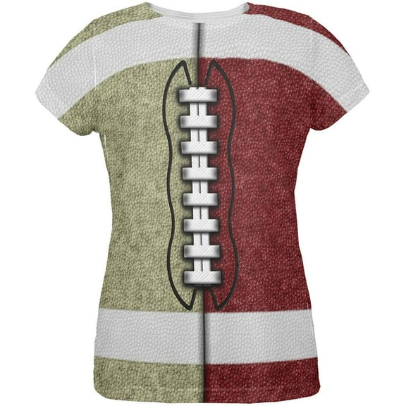 Fantasy Football Team Beige and Maroon All Over Womens T Shirt Multi X-LG