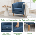 thumbnail image 5 of Mid Century Modern Barrel Accent Chair, Upholstered Club Chair with Comfy Armrest and Stable Wood Legs for Bedroom, Living Room, or Reading Corner (Blue), 5 of 11