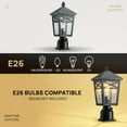 thumbnail image 5 of 1-Light Dusk to Dawn Outdoor Post Light, Exterior Lamp Post Light Fixture with Clear Glass, Black Finish Post Light Fixture for Patio Garden, 5 of 7