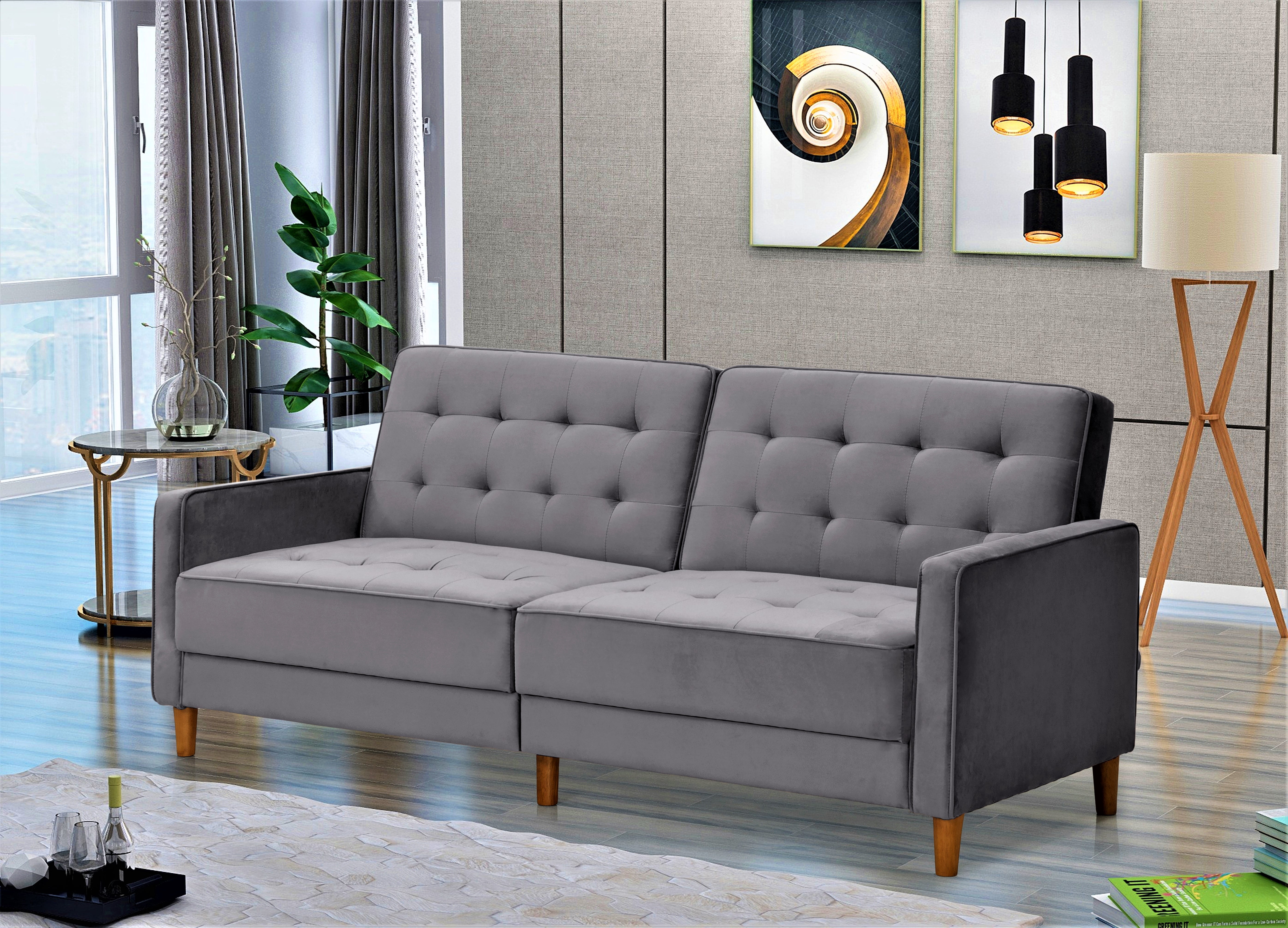 Uspridefurniture Stetson Sofa Bed with Pull Out Bed, Grey