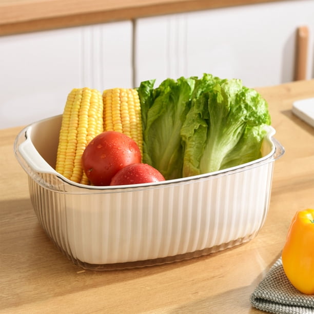 XWSHYW Aparatos de Utensilios de Cocina. Lavabo Doble de Gran Capacidad, Cesta de Verduras de Cocina, Cesta de Lavado de Platos, Cesta de Colador de Fugas de Agua, Cesta de Drenaje de Frutero