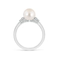 thumbnail image 2 of ANGARA Freshwater Cultured Pearl & Pave-Set Diamond Ring in 14K White Gold for Women | June Birthstone, Birthday, Anniversary, Jewelry Gift for Women | Pearl Ring, 2 of 9