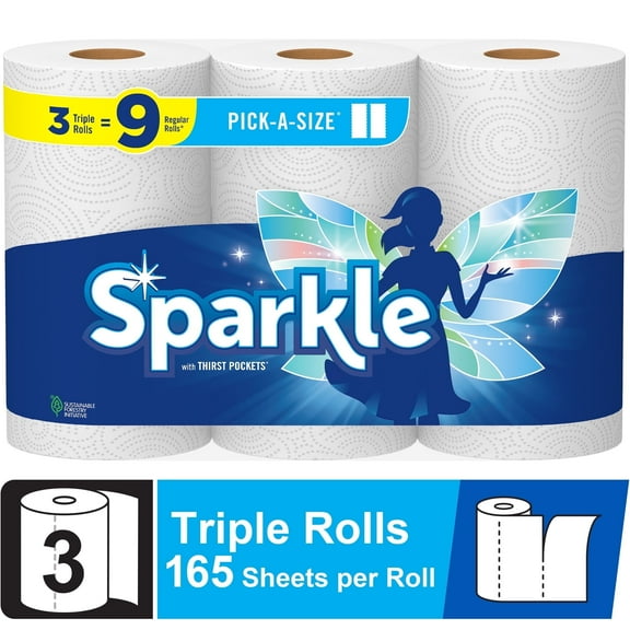 Sparkle Pick-a-Size Paper Towels, 3 Triple Rolls
