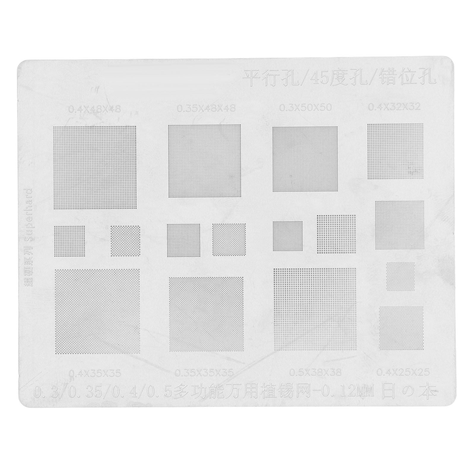 Universal BGA Reballing Stencil – Stainless Steel Solder Template For Phone IC Chip Repair (0.3mm-0.5mm Pitch)