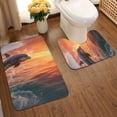 thumbnail image 2 of Xecao Sunset Dancing Dolphin B 2-Piece Vintage Seamless Anti-Skid Mat Set, featuring a stylish pattern for a safe and elegant toilet rug experience, 2 of 6