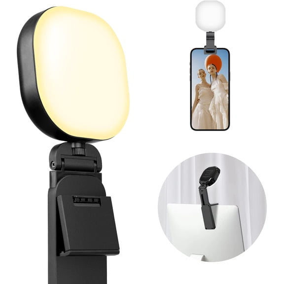 SWTSWT Selfie Light, 60 LED Video Conference Lighting, Adjusted 3 Light Modes, Rechargeble Clip-on Fill Light Compatible with Cell Phone,iPad,Laptop for Live Streaming, Selfie, Vlog, Zoom Calls