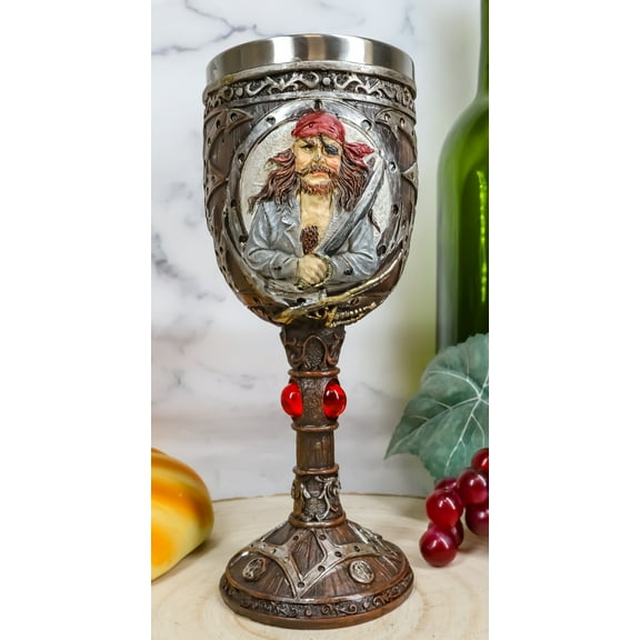 Ebros Pirate Captain Sparrow And Hook Blunderbuss Cutlass Wine Goblet Chalice
