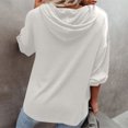 thumbnail image 5 of Jalioing Women's Hooded Pullover Hoodies Button V-Neck Drawstring Long Sleeve Lounge Baggy Sweatshirt (X-Large, White), 5 of 9