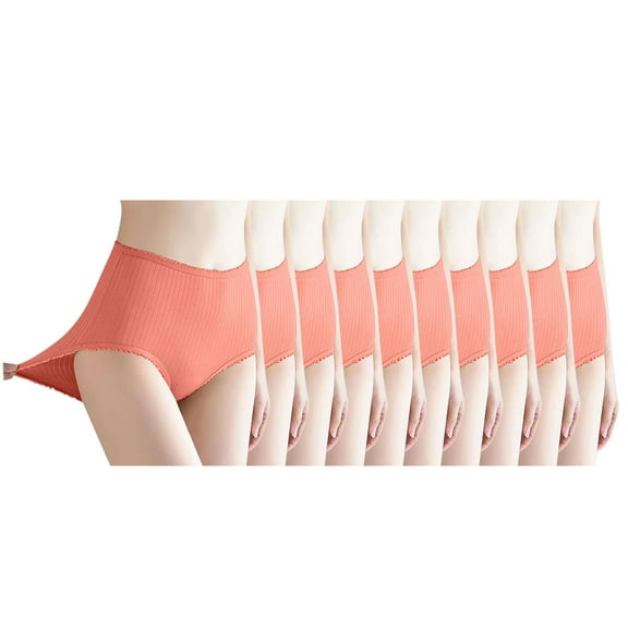 Homenesgenics Underwear for Women Plus Size 10PC Fashion High Waisted Solid Women Underwear Waist Pants Absorbent Underwear Orange L