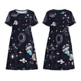 thumbnail image 3 of Bixox Robe d'Été à Manches Courtes pour Femmes Robe Ample Longueur Genou avec Poches-Galaxy2, 3 of 7