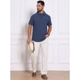 thumbnail image 5 of DARING DIVA Men's Linen Chest Pocket Short Sleeve Casual Hawaiian Shirts 2XL Dark Blue, 5 of 7