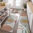 thumbnail image 2 of Orange Boho Geometric and Plant Pattern (2) Kitchen Rugs Sets Of 3,Kitchen Runner Rugs Non Skid Washable,Decorative Kitchen Floor Mats for Kitchen,Sink,Laundry,17"x30"+ 17"x47" + 17"x59", 2 of 6