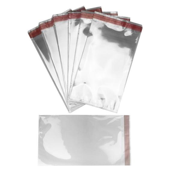 UOFFICE Clear Resealable Cellophane Bags, 3.9" x 7.1" with Hanging Header