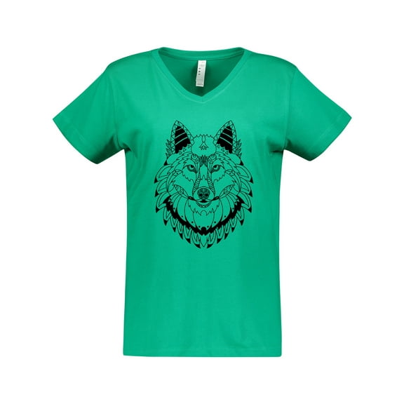 Inktastic Tribal Wolf Head Women's V-Neck T-Shirt