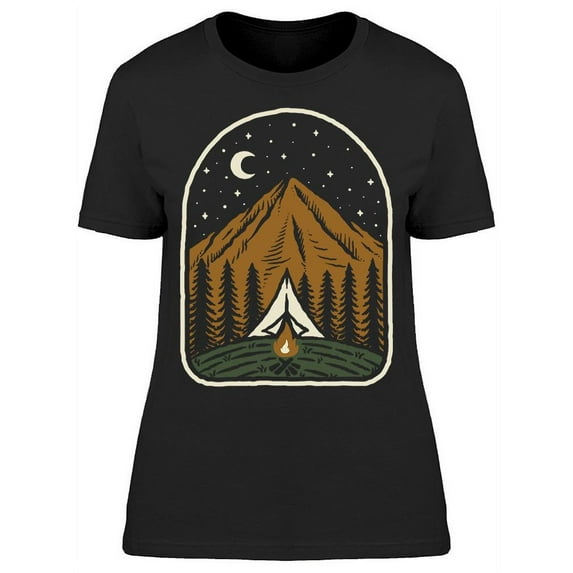 Camp Near The Mountain At Night T-Shirt Women -Image by Shutterstock, Female XX-Large