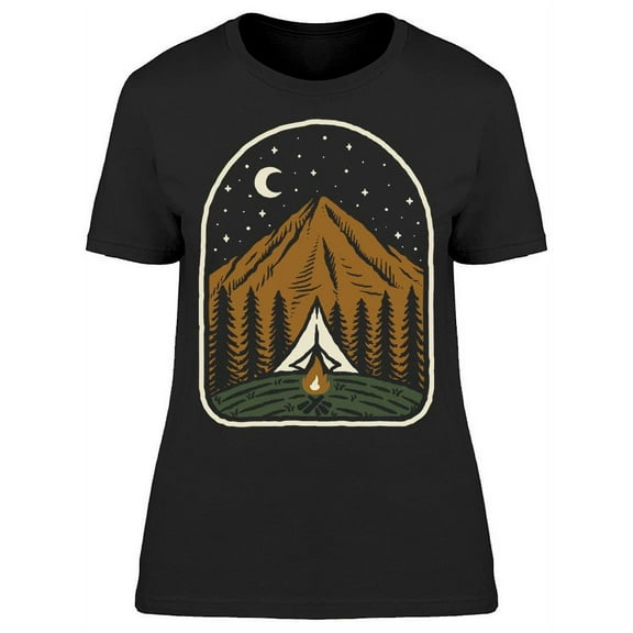 Camp Near The Mountain At Night T-Shirt Women -Image by Shutterstock, Female Large