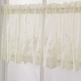 thumbnail image 6 of Floral Lace Valance Curtain Embroidered Semi Sheer Short Curtain Flower Print Curtain for Kitchen Dining Bathroom Cafe Voile Window Decor 51-inch by 16-inch,Beige, 6 of 6