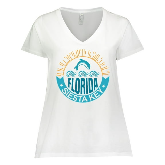 Inktastic Siesta Key Florida Beach Vacation Women's Plus Size V-Neck T-Shirt