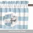 thumbnail image 6 of Aqua Stripe Nautical Kitchen Curtain Valances for Windows Farmhouse Short Curtains, Navy Blue Anchor Summer Coastal Rod Pocket Valance Curtain for Bedroom Cafe Living Room 42"x18", 6 of 8