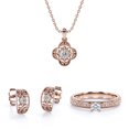 thumbnail image 1 of JeenMata Conjunto de Joyas de Filigrana con Milgrain Botánico 0,4 TCW de Diamantes, con Colgante, Pendientes y Anillo, 1 of 7