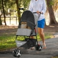 thumbnail image 6 of Zoolike 3 Wheel Pet Stroller Cat Dog Stroller Foldable Jogging Travel Perros Carrier for Small Medium Dogs，Puppy Stroller,Gray, 6 of 7