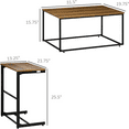 Nesting Tables Industrial Coffee Table Set with Metal Frame