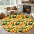 thumbnail image 2 of Saint Patrick's Day Round Area Rugs Collection 5', Orange Gnomes Hat Boot Rainbow Clovers Non Slip Indoor Circular Throw Runner Rug Floor Mat Carpet for Living Room Dining Table Bedroom Nursery, 2 of 9