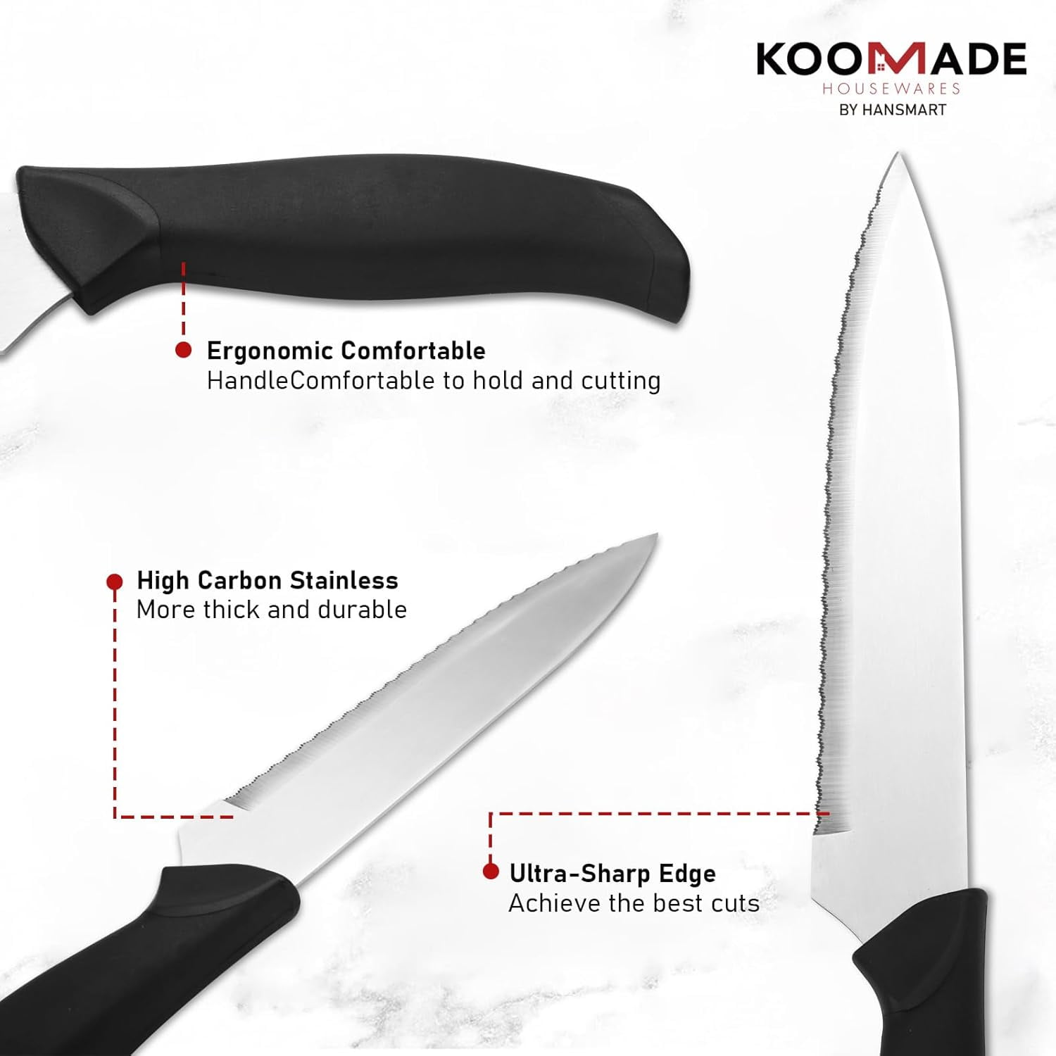 KOOMADE 23pcs Kitchen Knife Set with Block Knives Set Kitchen Tool Precision Cutlery Knife for Beginner
