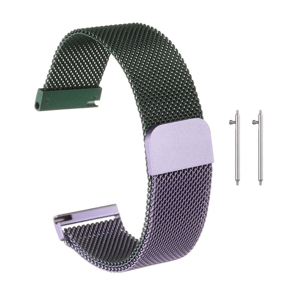 Uxcell Stainless Steel Mesh Watch Band 20mm Quick Release Metal Replacement Adjustable Watch Strap with Magnetic Buckle for Men Women, Green Purple