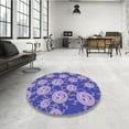 thumbnail image 4 of Ahgly Company Machine Washable Indoor Square Transitional Purple Mimosa Purple Area Rugs, 8' Square, 4 of 7