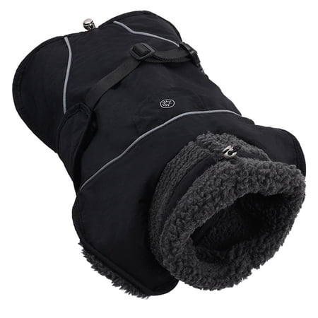 PatungKu Winter Dog Coat Fleece Lined Interior Waterproof Adjustment Strap Reflective