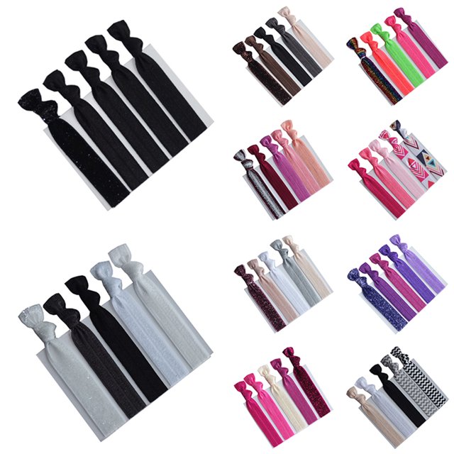 5Pcs Fashion Colorful Women Headwear Knot Hair Tie Rope Elastic Ponytail Holder
