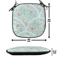 thumbnail image 4 of Floral Chair Seating Cushion, Flowers Pattern in Arching Frames Chinese Oriental Blossom, Soft Seat Pads for Office with Anti-slip Backing, 16"x16", Pale Blue and Multicolor, by Ambesonne, 4 of 7