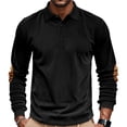 thumbnail image 2 of ZVAVZ Corduroy Polos Shirts for Men Textured Long Sleeve Golf Shirt Business Casual Work Collared Tops Black L, 2 of 7