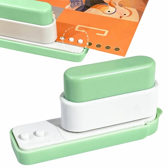Green 5-Hole Heavy-Duty Paper Puncher with Alignment Guide, Durable Metal Hole Punch for Office Classroom & DIY Projects, Ergonomic Extended Handle with Detachable Paper Debris Tray, By Cosmug