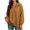 Brown, variant on Women's Quarter Zip Collared Sweatshirt, Long Rib Cuff Sleeve Drop Shoulder Relaxed Fit Pullover Top