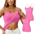 thumbnail image 2 of WTOBBY 2-Pack Monochrome Women's Padded Camisole, Sexy Oversized Underwear with Chest Support, Stretchy Soft Plus Size Layering Essential Tank Tops,Hot Pink 2XL, 2 of 5