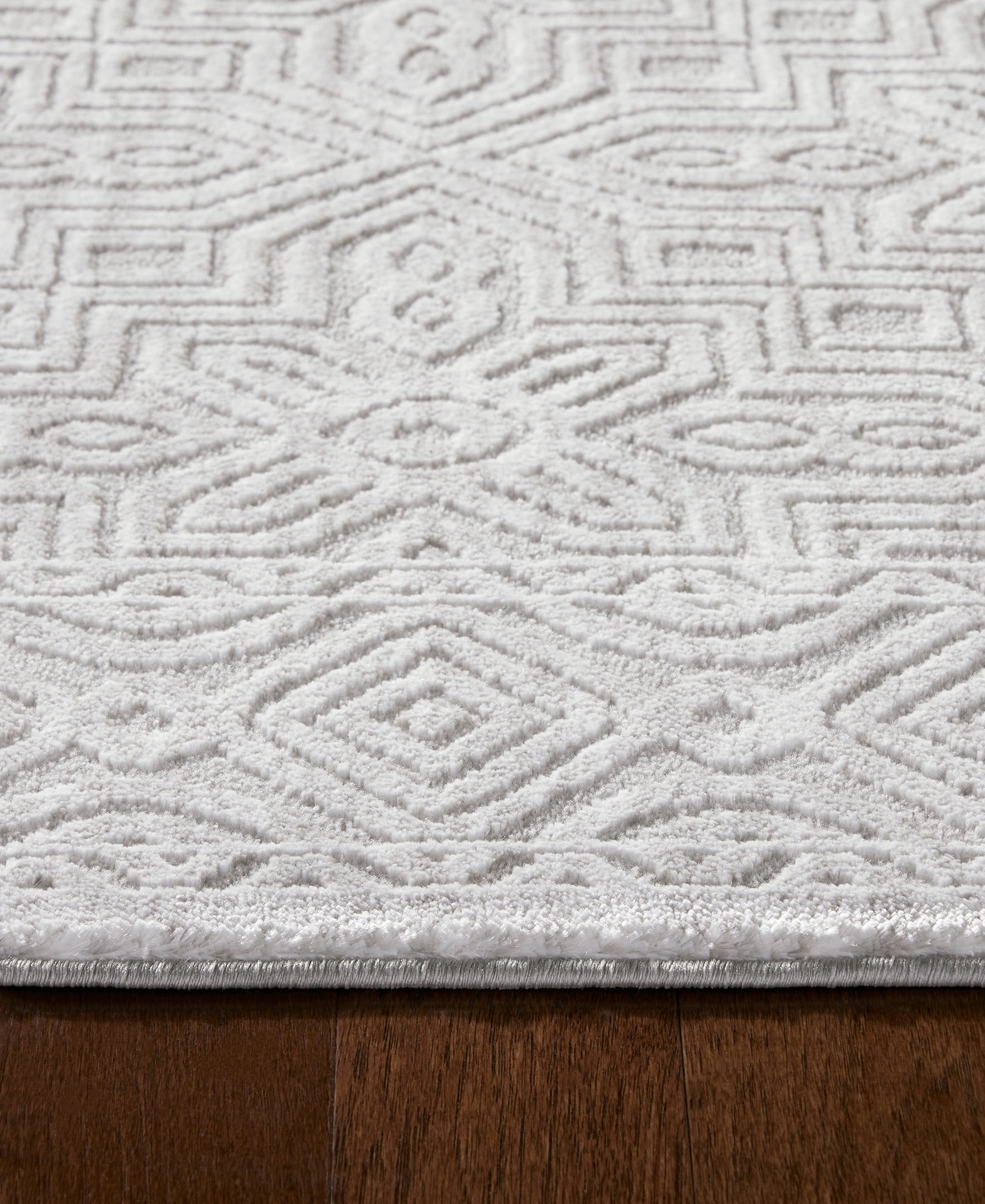 TOWN & COUNTRY LUXE Maya Medallion Tile Neutral Indoor Area Rug with High-Low Texture, Grey, 9'2"x12'5"