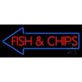 thumbnail image 1 of Red Fish and Chips With Arrow LED Neon Sign 13 x 32 - inches, Black Square Cut Acrylic Backing, with Dimmer - Bright and Premium built indoor LED Neon Sign for restaurant window and interior decor., 1 of 7