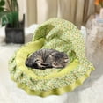 thumbnail image 4 of Hvmvliv Winter Cat Beds for Indoor Cats Soft Warm Pet Cushion with Lace Tassels Round Kitten Beds for Indoor Kittens Green, 14.9x13.3 in, 4 of 6