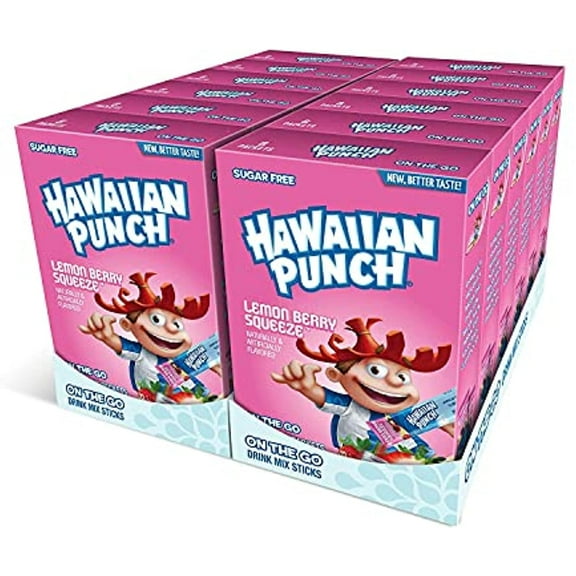 Hawaiian Punch Powder Drink Mix – Sugar Free & Delicious, Excellent Source Of Vitamin C (Lemon Berry Squeeze, 96 Sticks)
