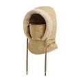 thumbnail image 3 of Pasamontañas de esquí con capucha, calentador de cuello, gorro de forro polar, térmico, poliéster, transpirable, resistente al viento Adultos caqui, 3 of 9