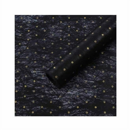 Panda Superstore PF-HOM12898151-DORIS00639 Gold Dots Flower Black Bouquet Wrapping Paper - 20 Piece