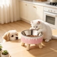 thumbnail image 6 of Elevated Pet Feeding Bowl, Cat Dog Food Water Dish With Wooden Leg Base, Cute Ice‑Cream Sprinkles Pattern Raised Food Dish For Neck Comfort Cats And Small Dogs, 6 of 8