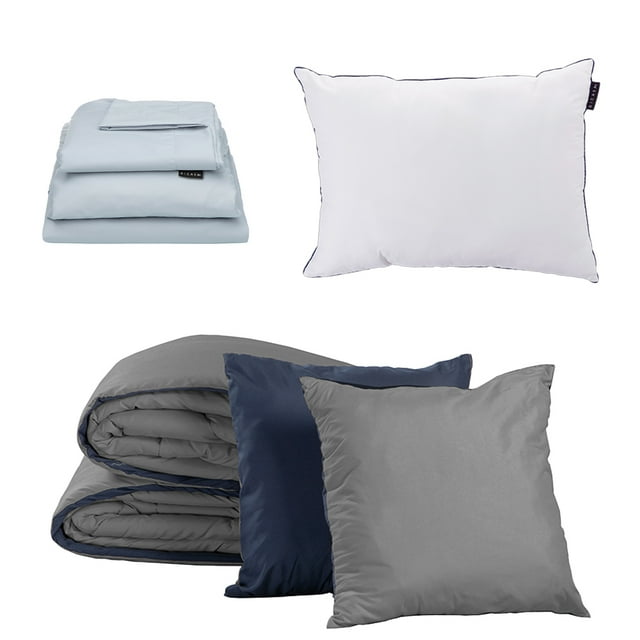 Edredón Doble Vista Individual Couzy + Sábanas Softy Platino + Almohada One