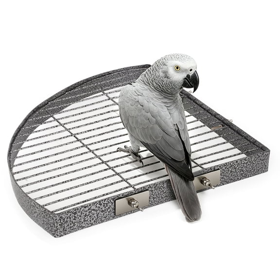 Halinfer Metal Corner Bird Cage Shelf Sun Deck Perch, 12-in
