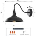 thumbnail image 4 of GOALPLUS 14in. Dome Outdoor Barn Lights for Farmhouse, 2 Pack Exterior Gooseneck Light Fixture with Wall Mount, Large Black Outside Wall Sconce for Front Door, Porch, 4 of 9